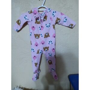 Child of Mine by Carters Baby Girls Pink Panda Bear Fleece Footed Sleeper 18M